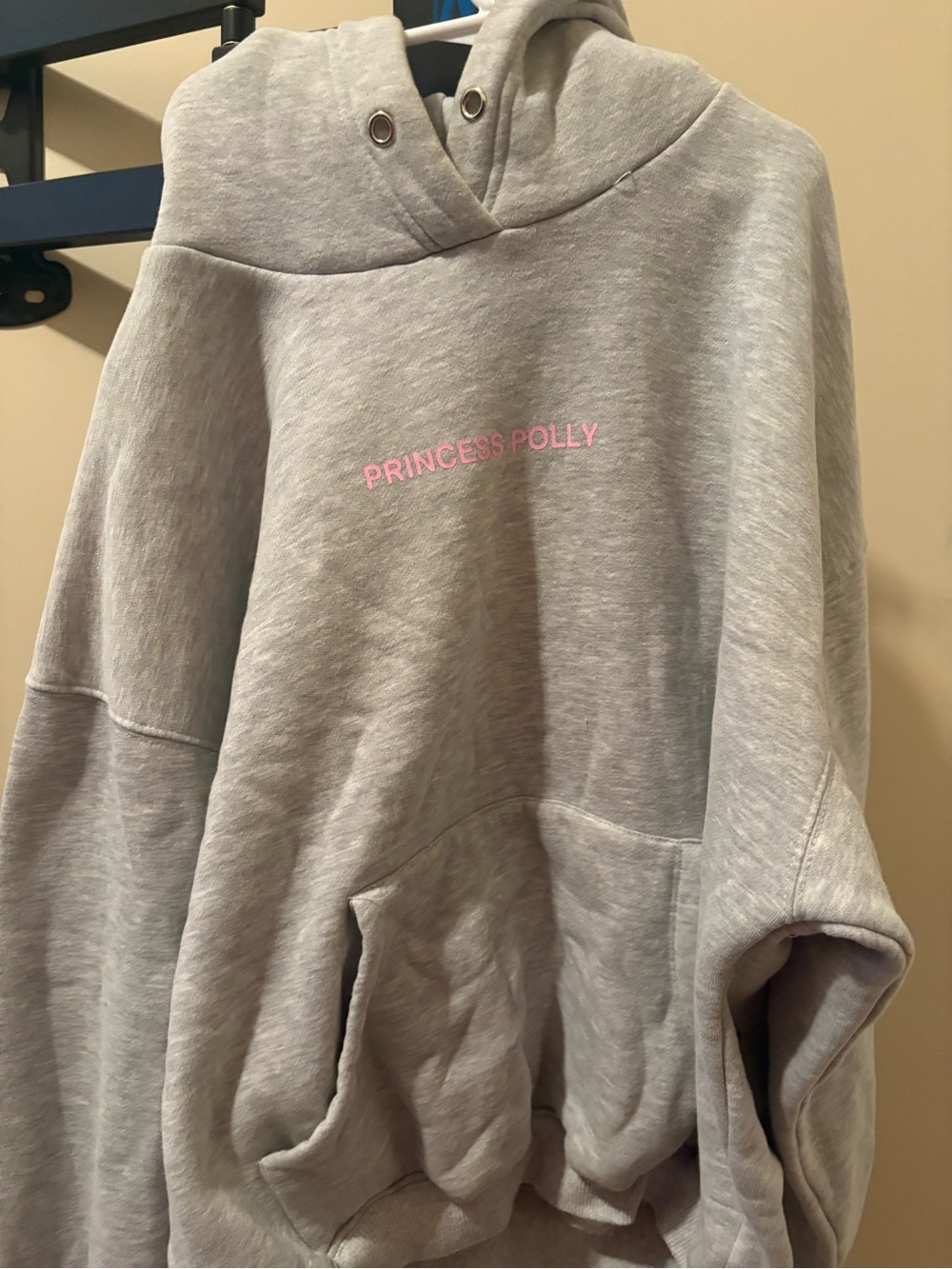 Princess Polly Gray Hoodie with Pink Logo